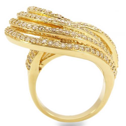 Gold Brass Ring with AAA Grade CZ  in Clear