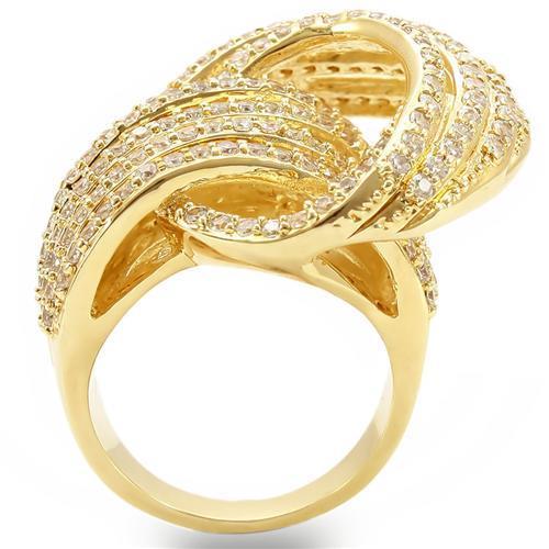 Gold Brass Ring with AAA Grade CZ  in Clear