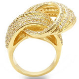 Gold Brass Ring with AAA Grade CZ  in Clear