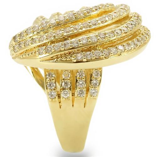 Gold Brass Ring with AAA Grade CZ  in Clear