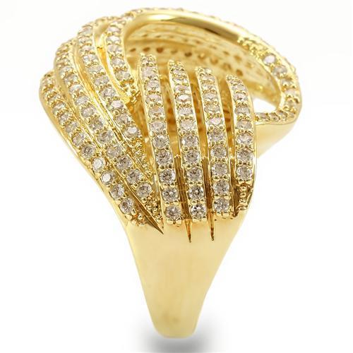 Gold Brass Ring with AAA Grade CZ  in Clear