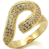 Gold Brass Ring with AAA Grade CZ  in Clear