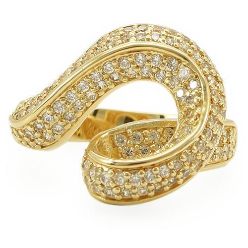 Gold Brass Ring with AAA Grade CZ  in Clear
