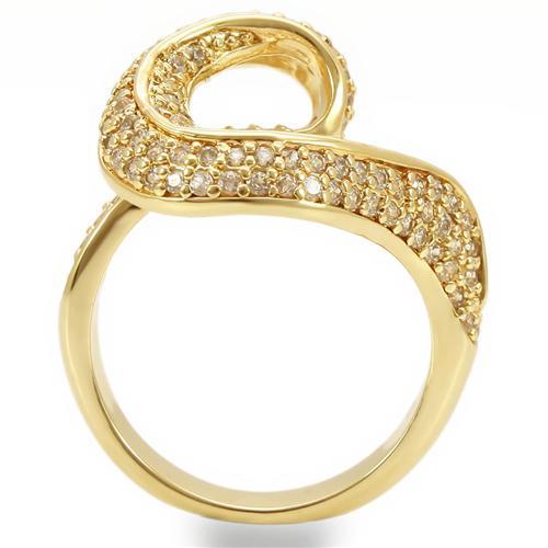 Gold Brass Ring with AAA Grade CZ  in Clear