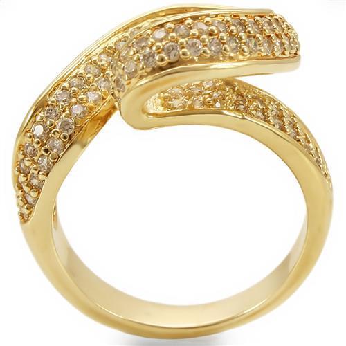 Gold Brass Ring with AAA Grade CZ  in Clear
