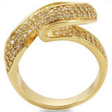 Gold Brass Ring with AAA Grade CZ  in Clear