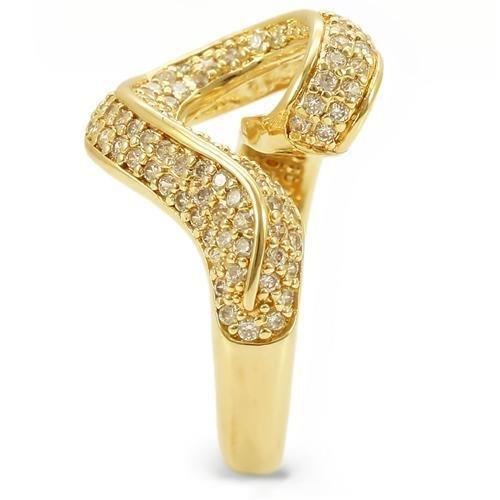 Gold Brass Ring with AAA Grade CZ  in Clear