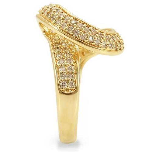 Gold Brass Ring with AAA Grade CZ  in Clear