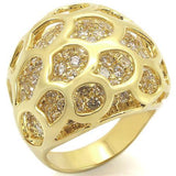 Gold Brass Ring with AAA Grade CZ  in Clear