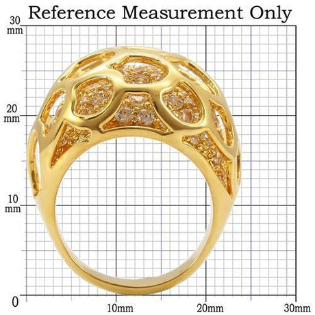Gold Brass Ring with AAA Grade CZ  in Clear