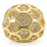 Gold Brass Ring with AAA Grade CZ  in Clear