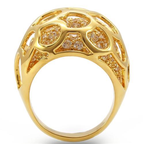 Gold Brass Ring with AAA Grade CZ  in Clear