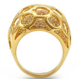 Gold Brass Ring with AAA Grade CZ  in Clear