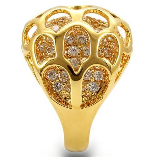 Gold Brass Ring with AAA Grade CZ  in Clear