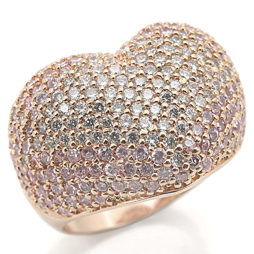 Rose Gold Brass Ring with AAA Grade CZ  in Rose