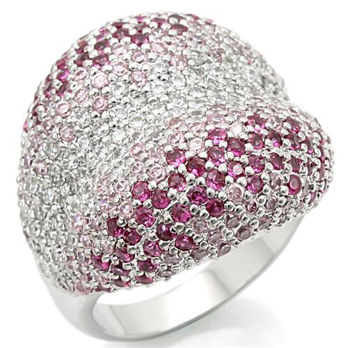 Rhodium Brass Ring with AAA Grade CZ  in Multi Color