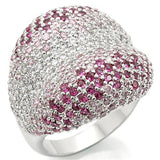 Rhodium Brass Ring with AAA Grade CZ  in Multi Color