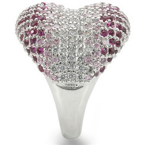 Rhodium Brass Ring with AAA Grade CZ  in Multi Color