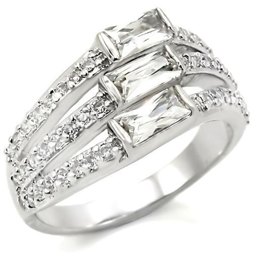 Rhodium Brass Ring with AAA Grade CZ  in Clear