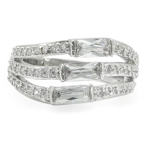 Rhodium Brass Ring with AAA Grade CZ  in Clear