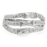 Rhodium Brass Ring with AAA Grade CZ  in Clear