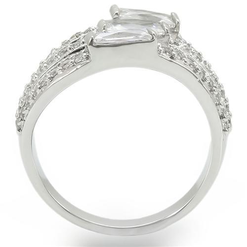 Rhodium Brass Ring with AAA Grade CZ  in Clear