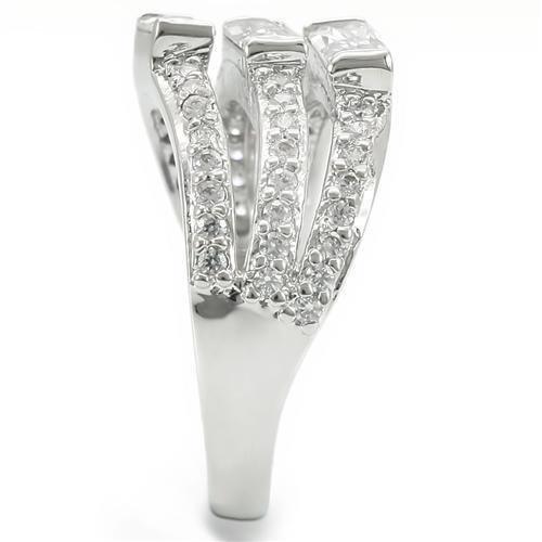 Rhodium Brass Ring with AAA Grade CZ  in Clear