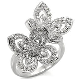 Rhodium Brass Ring with AAA Grade CZ  in Clear