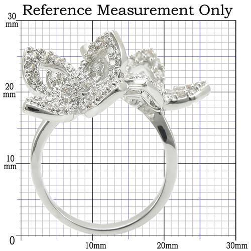 Rhodium Brass Ring with AAA Grade CZ  in Clear