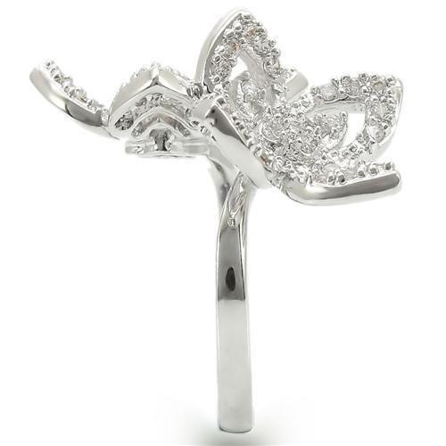 Rhodium Brass Ring with AAA Grade CZ  in Clear