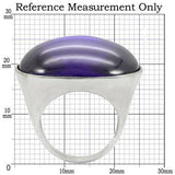 Rhodium Brass Ring with Genuine Stone  in Amethyst