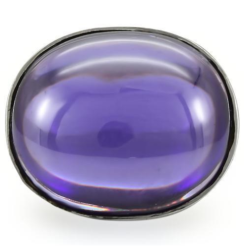 Rhodium Brass Ring with Genuine Stone  in Amethyst