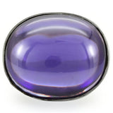 Rhodium Brass Ring with Genuine Stone  in Amethyst