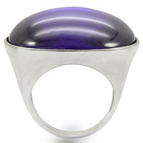 Rhodium Brass Ring with Genuine Stone  in Amethyst