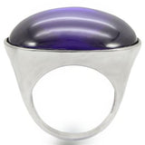 Rhodium Brass Ring with Genuine Stone  in Amethyst