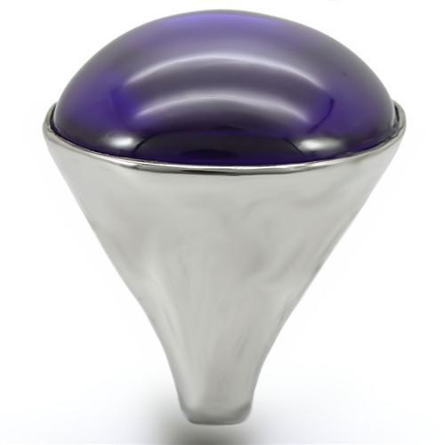 Rhodium Brass Ring with Genuine Stone  in Amethyst