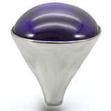 Rhodium Brass Ring with Genuine Stone  in Amethyst