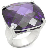 Rhodium Brass Ring with AAA Grade CZ  in Tanzanite