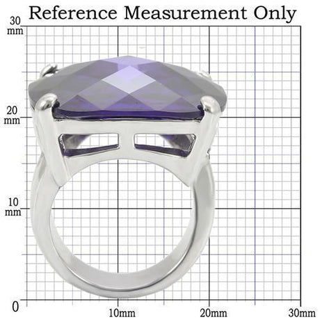 Rhodium Brass Ring with AAA Grade CZ  in Tanzanite