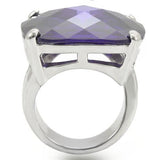 Rhodium Brass Ring with AAA Grade CZ  in Tanzanite