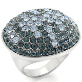 Rhodium + Ruthenium Brass Ring with Top Grade Crystal  in Light Sapphire