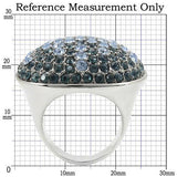 Rhodium + Ruthenium Brass Ring with Top Grade Crystal  in Light Sapphire