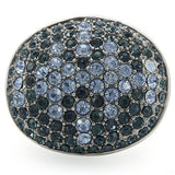 Rhodium + Ruthenium Brass Ring with Top Grade Crystal  in Light Sapphire