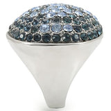 Rhodium + Ruthenium Brass Ring with Top Grade Crystal  in Light Sapphire