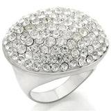 Rhodium+Brushed Brass Ring with Top Grade Crystal  in Clear