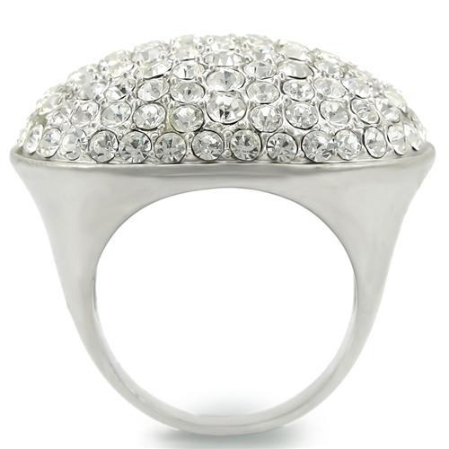 Rhodium+Brushed Brass Ring with Top Grade Crystal  in Clear