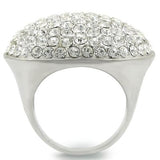 Rhodium+Brushed Brass Ring with Top Grade Crystal  in Clear