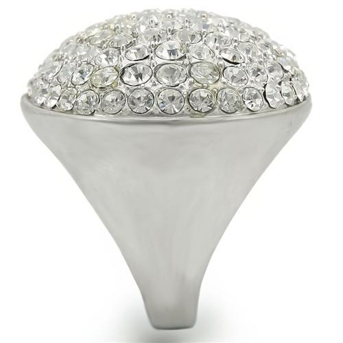 Rhodium+Brushed Brass Ring with Top Grade Crystal  in Clear
