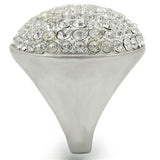 Rhodium+Brushed Brass Ring with Top Grade Crystal  in Clear