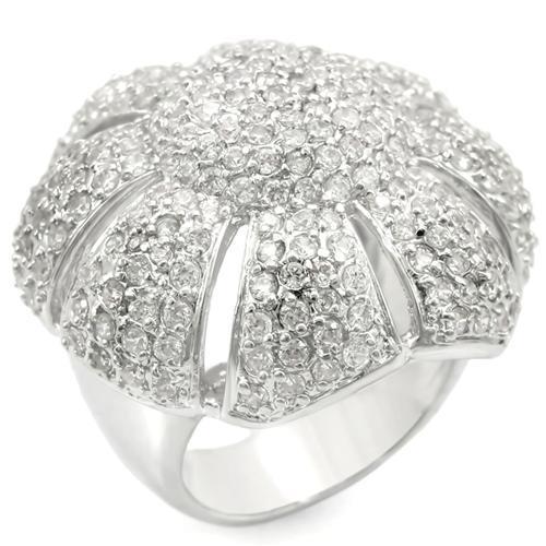 Rhodium Brass Ring with AAA Grade CZ  in Clear